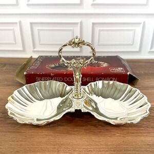NEW FB Rogers Silverplate Double Clamshell Bon Bon Tray